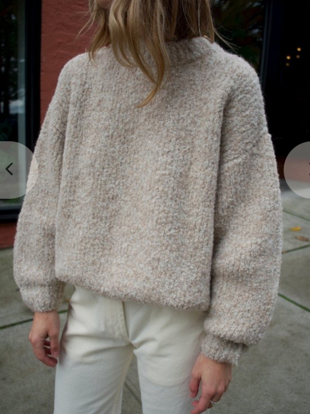 Wool Mix Cozy Bouclé Crewneck Sweater in Cream - Women